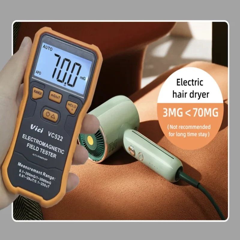 Vici VC522 SCM/CNAS kalibriertes EMF-Messgerät, Niederfrequenz-Magnetfelddetektor mit Datenspeicherung/Hintergrundbeleuchtung/Einheitsumrechnung Image