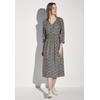 Midikleid STREET ONE, Damen, Gr. 44, EURO-Größen, blau (tiefblau), Stoff, 88% Viskose, 12% Polyamid, bedruckt, casual, normal Midi, V-Ausschnitt, 3/4-Ärmel Bündchen, Kleider, aus Viskose