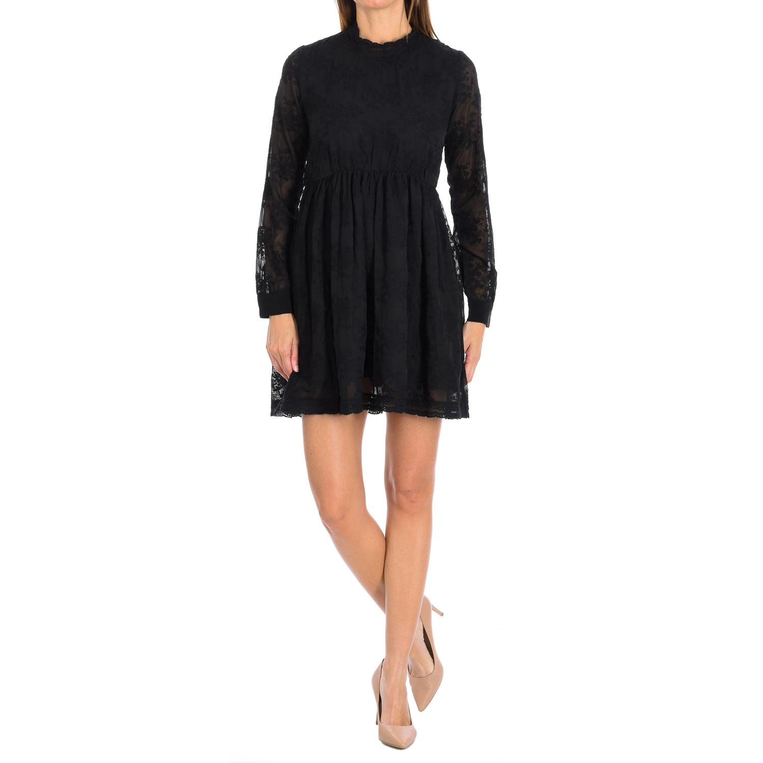 TUNIS Langarm und Rundhalsausschnitt Kleid 16F2DR17 Frau