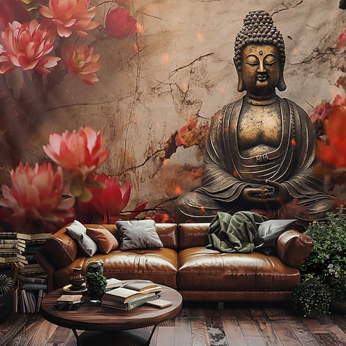 Mandala Buddha Hängender Wandteppich Wandkunst Großer Wandteppich Wandmalerei Dekor Fotografie Hintergrund Decke Vorhang Zuhause Schlafzimmer Wohnzimmer Dekoration Image