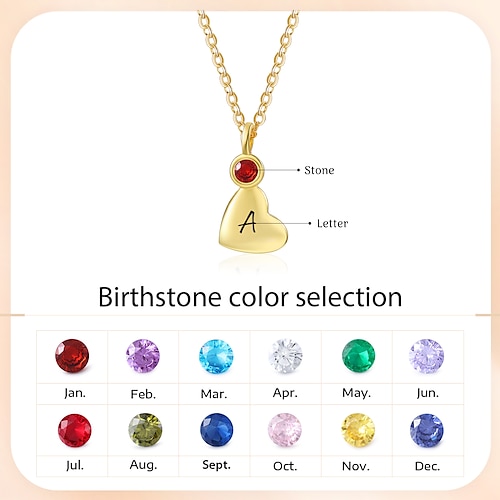 Personalisierte Geburtsstein- und Initialen-Halskette das beste Geschenk für Mama – Anhänger für Frauen ideal für Mutter Großmutter Ehefrau oder Freundin zum Muttertag Valentinstag oder Geburtstag Image