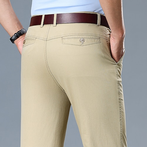 Herren Hose Anzughose Chinos Tasche Knöpfe Einfach Komfort Täglich Geschäft Arbeit Mode Klassicher Stil Weiß Gelb Mikroelastisch Image