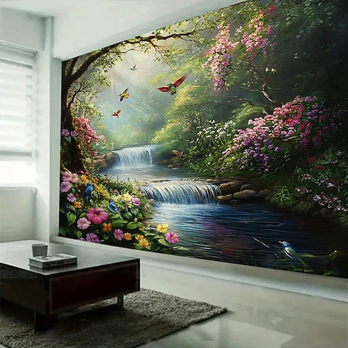 Pflanzenblumen und Schmetterlingslandschaften Wandteppich Wandkunst großer Wandteppich Wanddeko Fotografie Kulisse Decke Vorhang Home Schlafzimmer Wohnzimmer Dekoration Image