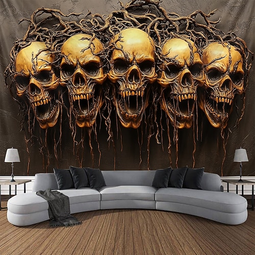 Trippy Schädel Hängender Wandteppich Wandkunst Große Wandteppich Wandmalerei Dekor Fotografisches Hintergrund Decke Vorhang Zuhause Schlafzimmer Wohnzimmer Dekoration Image