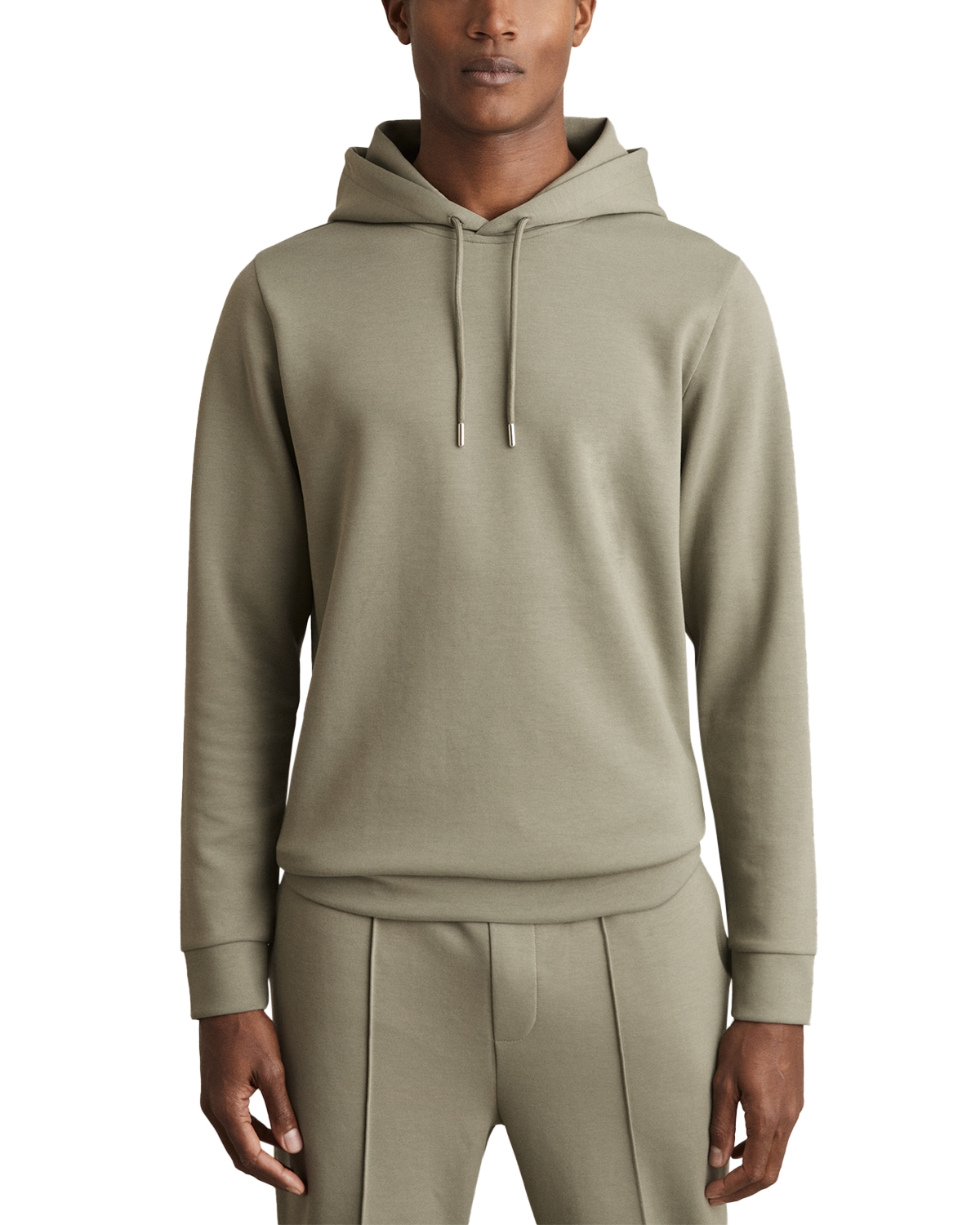 Reiss Fabien Interlock Hoodie - Sage