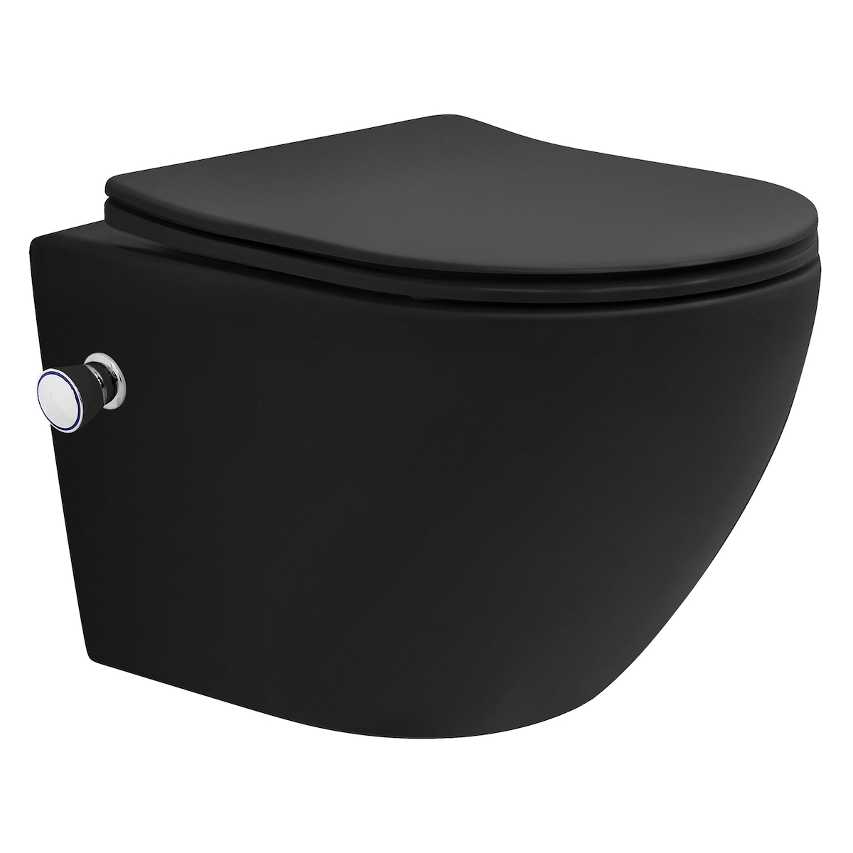 LuxeBath Wand-WC spülrandlos 49 cm kurz Schwarz matt – Tiefspüler Keramik, mit Bidet, Tornadospülung, Nano, WC-Sitz Softclose abnehmbar Image