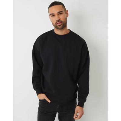 Threadbare Men's Black Relaxed Fit Crew Neck Sweatshirt