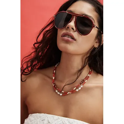 Ventura Oversized Aviator Sunglasses at Free People in Red