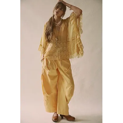 Dance With Me Sheer Poncho Jacket at Free People in Peach