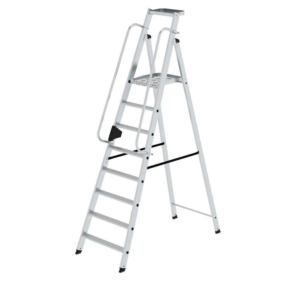 PROREGAL Plattformleiter | 8 Stufen | inkl. beidseitigem Handlauf | Aluminium | nivello Leiterschuhe Image