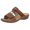 Pantolette RIEKER, Damen, Gr. 38, braun (cognac), Lederimitat, unifarben, casual, Schuhe, Sommerschuh, Strandschuh, Klettschuh mit Perforation, Topseller