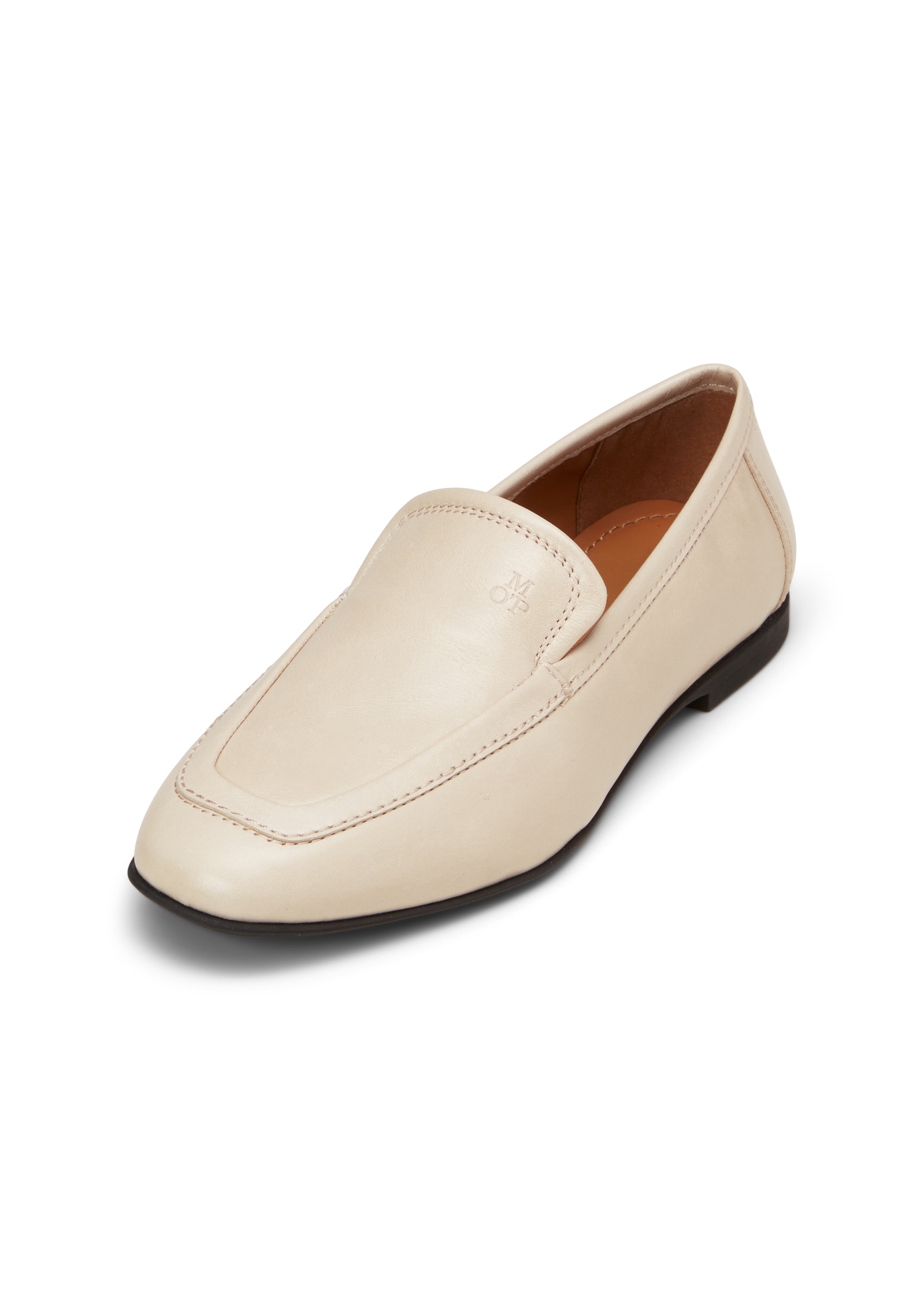 Loafer MARC O'POLO "aus veredeltem Rindleder", Damen, Gr. 38, beige (light dusty sand), Obermaterial: 100% Leder (Rind), unifarben, Schuhe Loafer