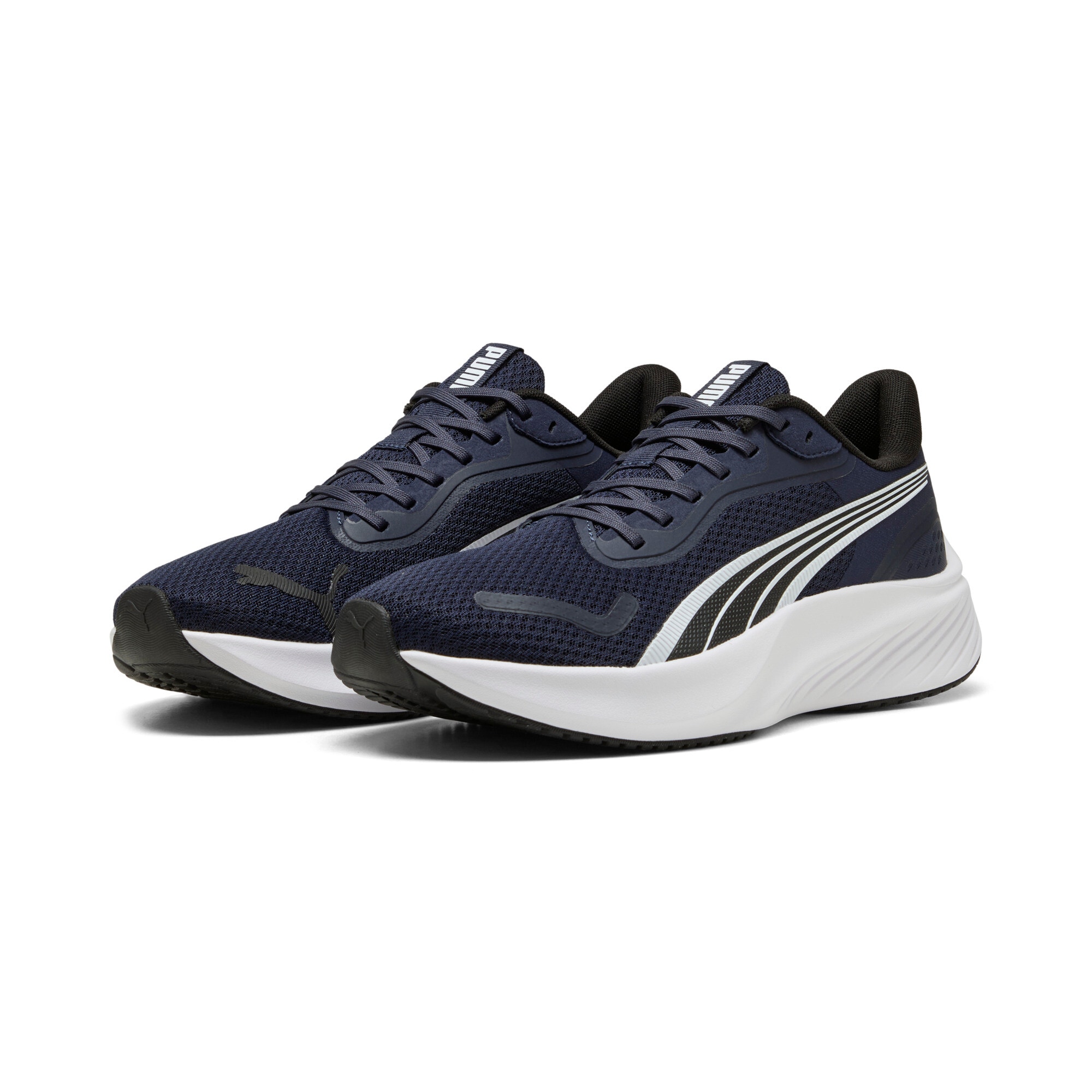 Laufschuh PUMA "POUNCE LITE", Herren, Gr. 47, blau (puma navy, puma navy), Textil, Schuhe Laufschuh