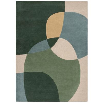 Wollteppich FLAIR RUGS "Glow", grün, B:120cm H:8mm L:170cm, Wolle, Teppiche, fußbodenheizungsgeeignet, mit Hoch-Tief-Effekt, gemustert Image