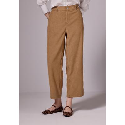 Culotte STREET ONE STUDIO, Damen, Gr. 44, Länge 28, braun (creamy braun), Stoff, 97% Polyester, 3% Elasthan, unifarben, casual, comfort fit knöchelfrei, Hosen, High Waist Image