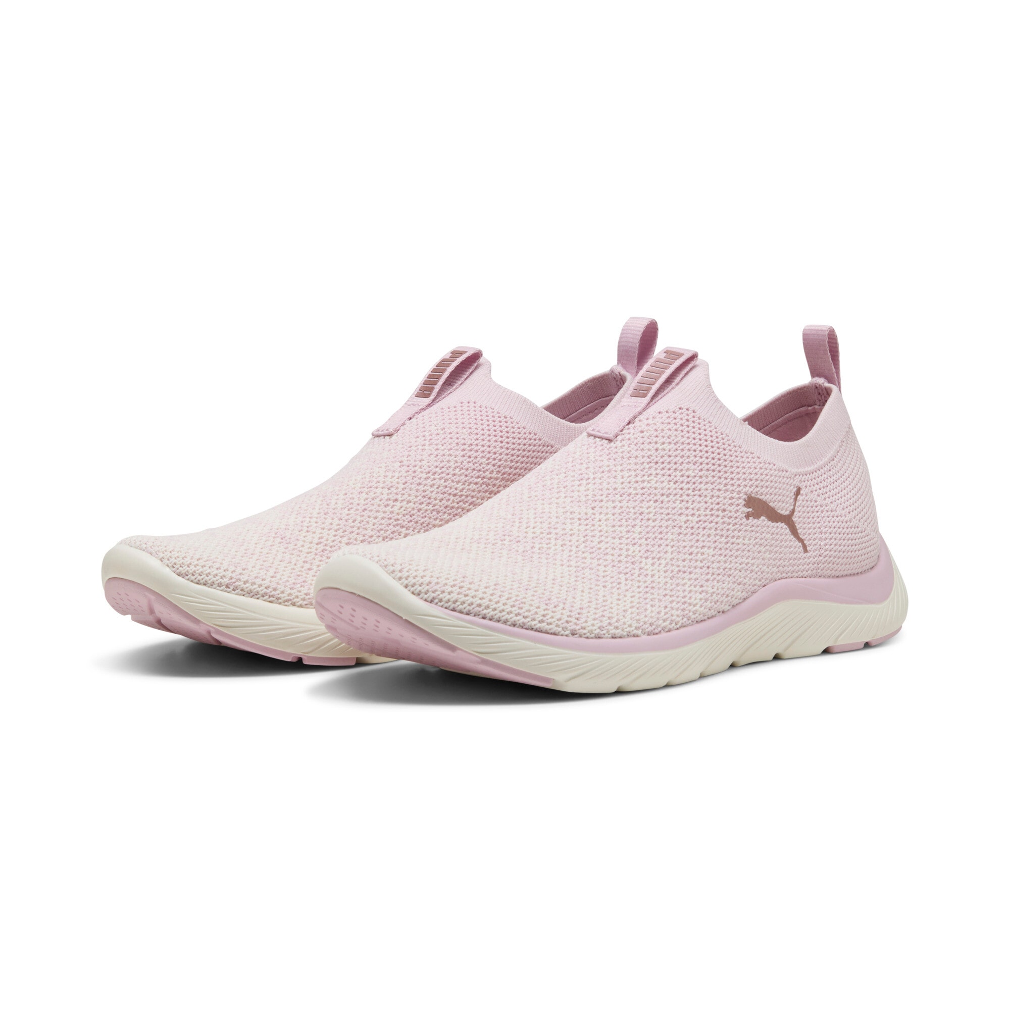 Slip-On Sneaker PUMA "SOFTRIDE REMI SLIP-ON KNIT WN'S", Damen, Gr. 37,5, rosa (rose mauve, warm weiß, rose gold), Textil, Schuhe