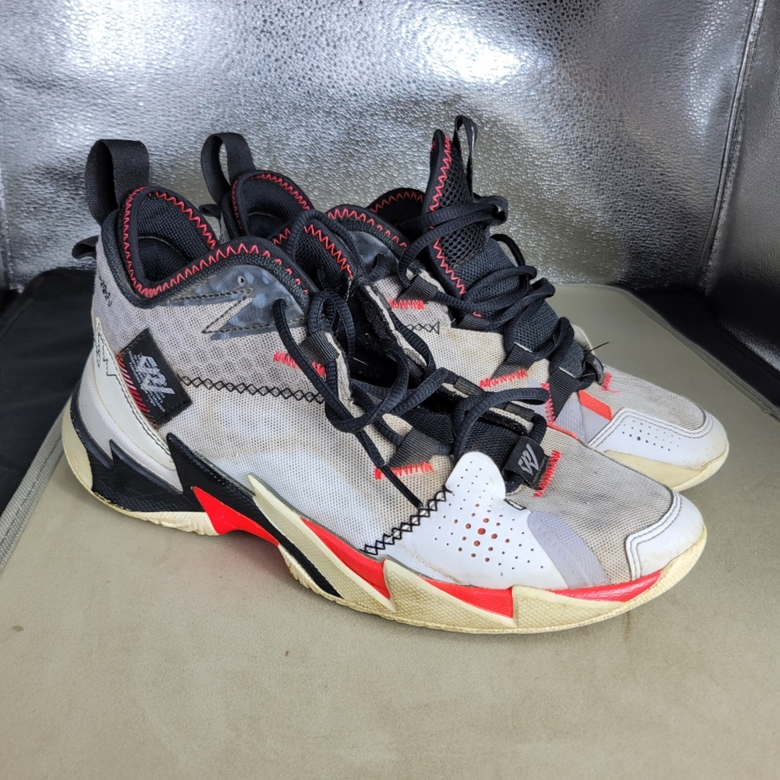 Nike Shoes | Jordan Why Not Shoes Men 8 White Lace Up Basketball Sneakers Black Red Women 9.5 | Color: Red/White | Size: 8