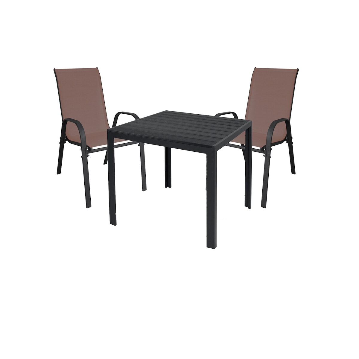 Gartengarnitur Sitzgarnitur 3-tlg. 90x90cm Nonwood Anthrazit / Schwarz Image