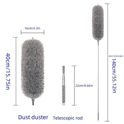 TEMU Retractable Microfiber Duster With Adjustable, Head - No Electricity Needed, Ideal For Living Room, Bedroom, Kitchen Dusting, High Ceilings & Furniture Image