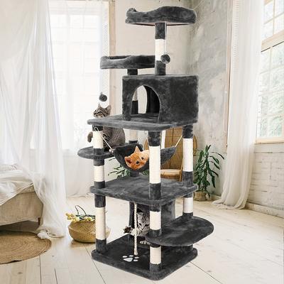 TEMU Large Scratching Post 170 Cm, Xxl Scratching Post, Activity Scratching Posts With Hammock, Cat Scratching Post With Soft Plush Climbing Tree, Viewing Platforms Image