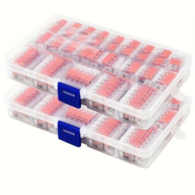 TEMU 75/150pcs Quick Terminal Connector Kit, Copper Contact, Pvc Insulation, Reusable 2/3/4/5 Port Electrical Connectors With Nut & Housing, For Uncharged Applications Image