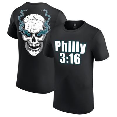 Schwarzes "Stone Cold" Steve Austin Philly 3:16 T-Shirt für Herren Image
