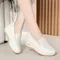 4.5cm Breathable Comfortable Shallow Cutout Soft Leather Shoes Women Loafers 2025 Summer Platform Wedges Shoes for Office Mom