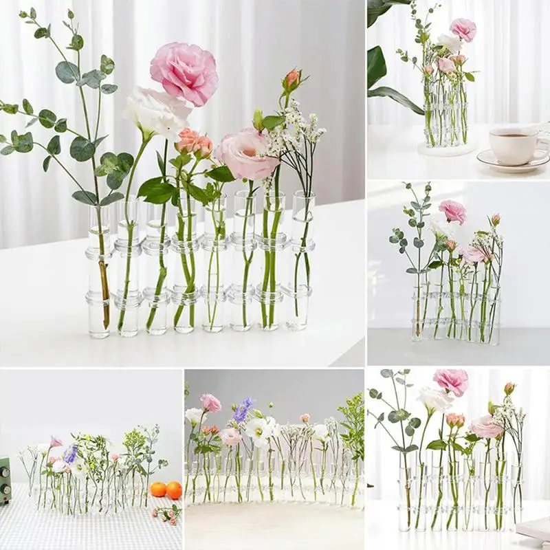 Klappbare Blume Glas Vase Reagenzglas kreative Pflanzen halter Hydro ponik Container Wohnzimmer Büro Esstisch Blumen Wohnkultur Image