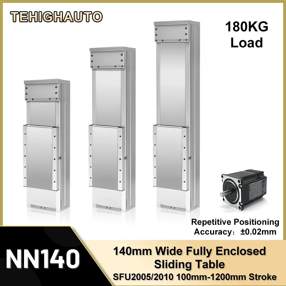 140 mm breit, 180 kg Last, CNC-Schiebetisch-Kugelumlaufspindel, Linearschiene, Bühne, XYZ-Achse, vollständig geschlossen, SFU2005/2010, 4 x EGH20CA-Schieber