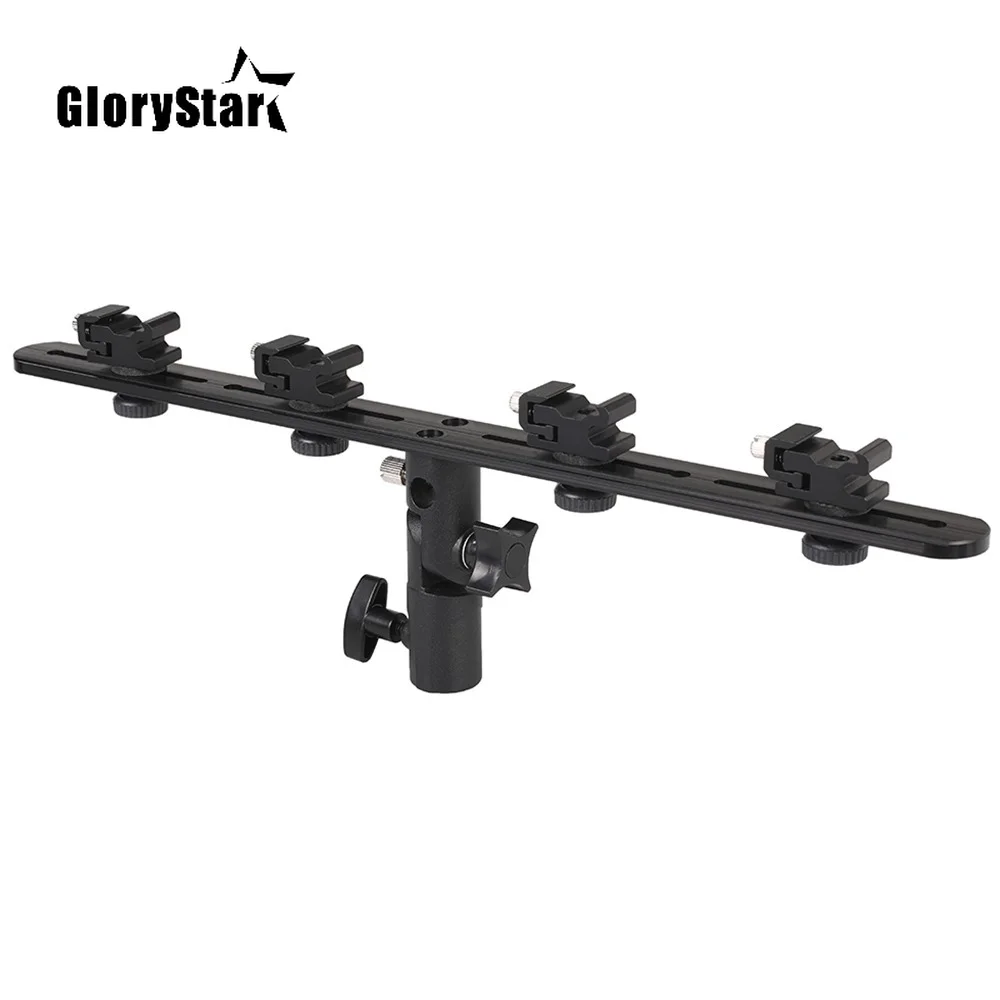 Flash Halterung Swivel/Tilt Halterung 4 Heißer Kalten Schuh Flash Einzigen Dual Triple Halterung Kopf Regenschirm Halter Licht Stehen kamera Image