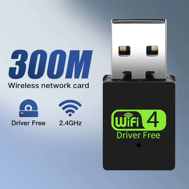 300Mbps WiFi USB 2.0 Adapter 2,4Ghz Drahtlose Netzwerkkarte 802.11n Ethernet Für PC/Laptop Für Windows 7/8/10/11 Treiberfrei Image