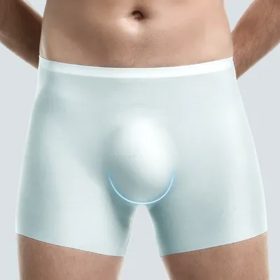 3er-Pack Herrenunterwäsche, 3D-geformte Herren-Boxershorts aus Eisseide, nahtlose dünne Boxershorts, verlängerte Sport-Sommershorts Image