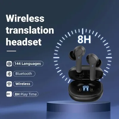 144 Sprachen gleichzeitiger Sprachübersetzungskopfhörer Echtzeit-Bluetooth-Ohrhörer Übersetzer Business Interpretation Musik-Kopfhörer Image
