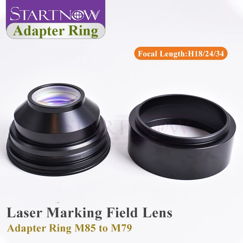 Startnow Faser-Galvo-Kopf-Set, F-Theta-Objektiv-Adapterring, M79 M85-Gewinde, Transformationshöhe 18 mm, 24 mm, für CO2-Laserbeschriftungsmaschine Image