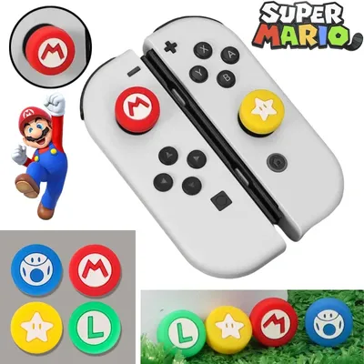 4 stücke Super Mario Silikon Thumb-Stick Grip für Nintendo Schalter Ns Oled Joystick Controller Image