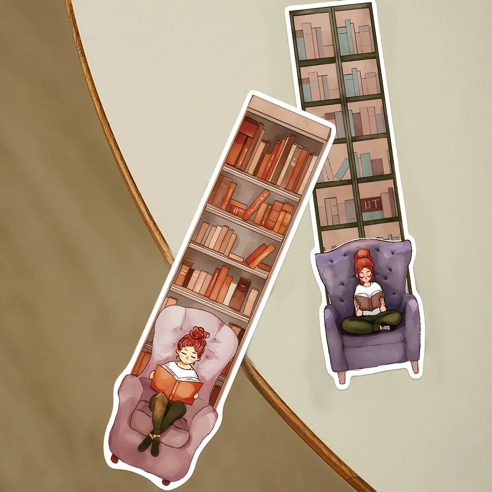 30 stücke cartoon mädchen bücherregal lesen lesezeichen buch kennzeichnung studenten mit papier karte kreative geschenk DIY buch buchseite marker Image