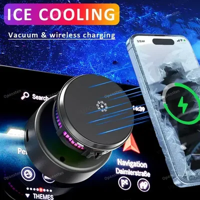 360 ° EIS Kühlung Auto Magnetische Vakuum Adsorption Dashboard Halterung Drahtlose Ladegerät Telefon Halter Für Tesla Auto Magsafe iPhone 12-16 Image