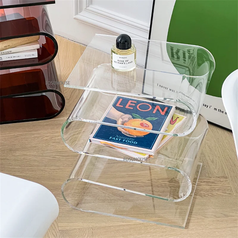 MOMO Nordic Transparent Acryl Persönlichkeit Beistelltisch Wohnzimmer Möbel Wohnkultur Minimalistischen Kleine Bücherregal Zeitschriftenständer