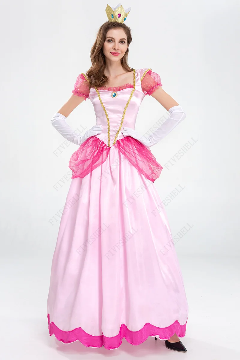 2025 Erwachsene Prinzessin Pfirsich Kostüm Frauen Cosplay Party Halloween Maskerade Dress Up Kleidung für Frauen Rosa Kostüm Image