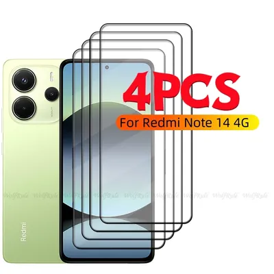 1/2/3/4PCS Volle Abdeckung Glas Für Redmi Hinweis 14 4G Glas Xiaomi Redmi Hinweis 14 4G Gehärtetem Glas Screen Protector Redmi Hinweis 14 4G