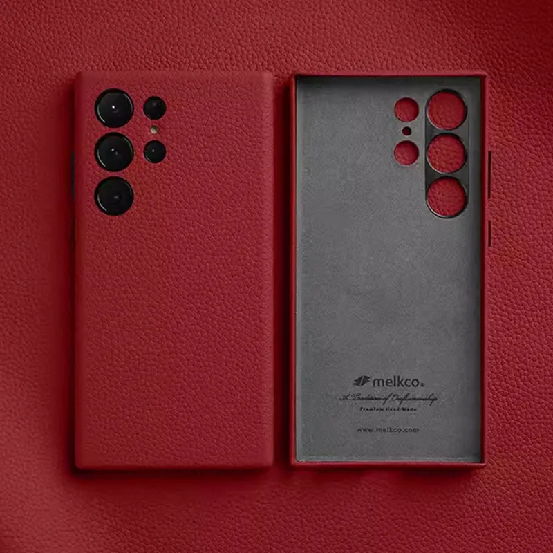 Melkco Premium Echtleder Hülle für Samsung Galaxy S24 Ultra S24 Plus Coque High-End Rindsleder Kameraschutz Hard Cover Image