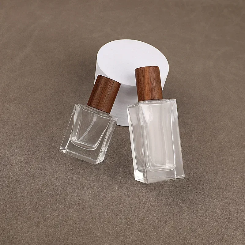 1 stücke 30ml 50ml Buche und Walnuss Holz kappe tragbare High-End-Parfüm Split Glas Sprüh flasche große Kapazität Ersatz Image