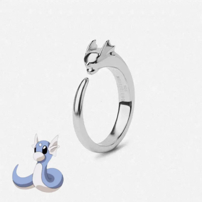 Pokemon Dratini Paar Ring S925 Silber Anime Periphere Öffnung Einstellbar Cartoon Zubehör Mode Geschenk Image