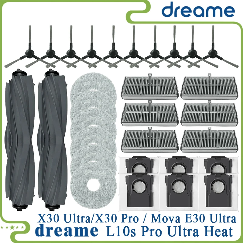 Dreame L10s Pro Ultra Heat, Dreame X30 Ultra / X30 Pro, Mova E30 Ultra Parts Hauptwalze Seitenbürste Filter Mopp Staubbeutel Image
