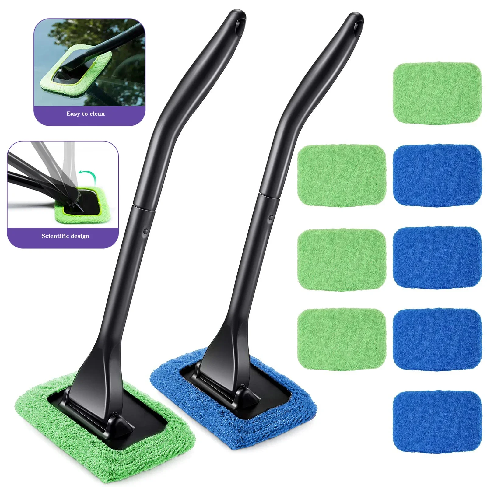 1 stücke Auto Fenster Reiniger Pinsel Kit Scheibenwischer Mikrofaser Wischer Reiniger Reinigung Pinsel Auto Reinigung Waschen Werkzeug Langen Griff Image