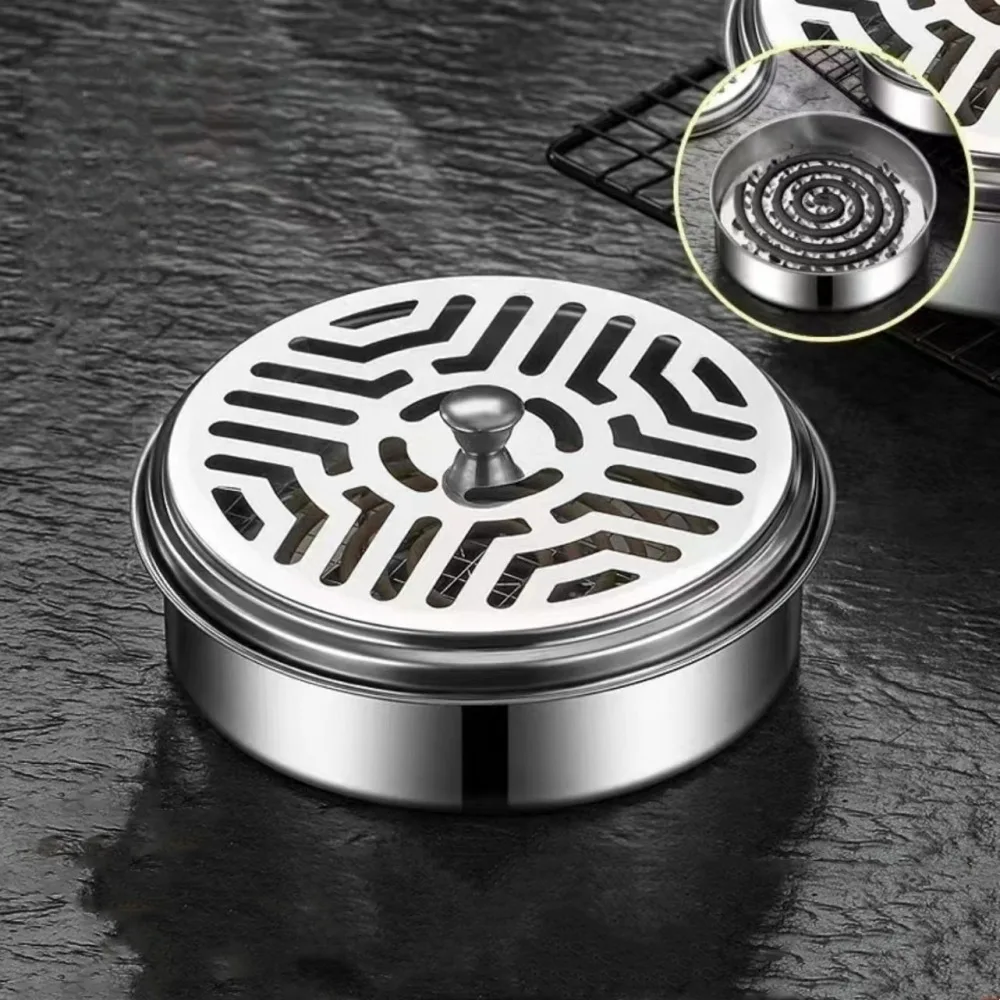 Edelstahl Mücken schutz Weihrauch Box feuerfeste Weihrauch Brenner Rack tragbar mit Abdeckung Aschenbecher Haushalts dekoration Image