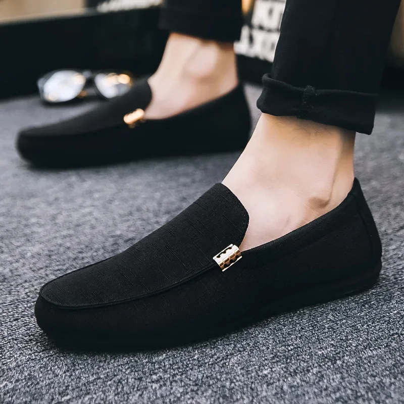 Men Casual Shoes Canvas Slip On Loafers for Male Luxury Dress Driving Shoes Formal Wedding Party Flats Plus Size