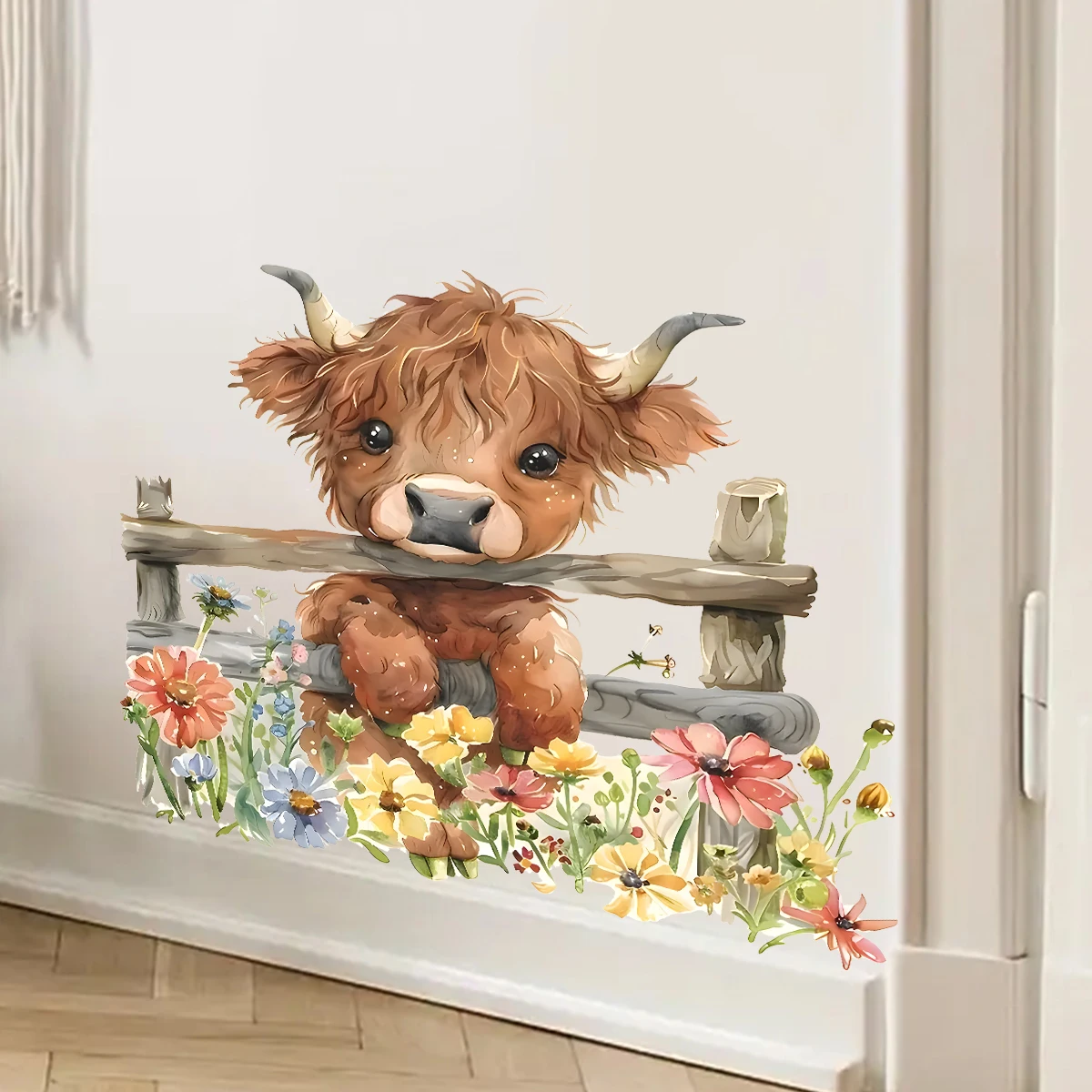 1 stücke Selbst-klebe PVC Wand Aufkleber Kinderzimmer Dekor Hause Dekoration Cartoon Blumen Nette Kuh Wand Aufkleber Kühlschrank schlafzimmer Tür Image