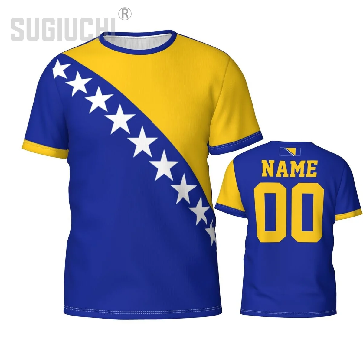 Benutzerdefinierte Name Nummer Bosnien und Herzegowina Flagge Emblem 3D T-Shirts für Männer Frauen T-Shirts Team Fußball Fußball Fans Geschenk Image