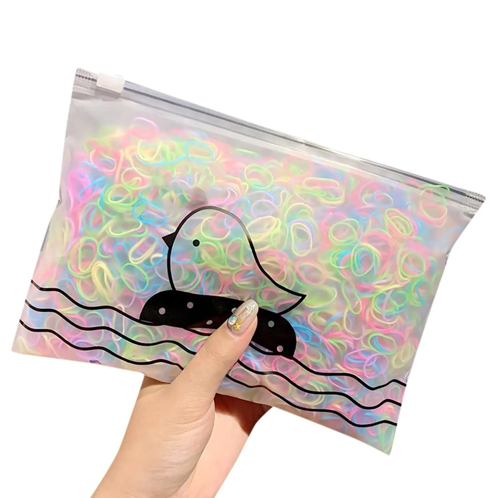 1000 Stück Haar-Gummibänder, weiche, elastische Einweg-Haargummis für Damen und Mädchen, kleine, bunte Einweg-Gummibänder Image